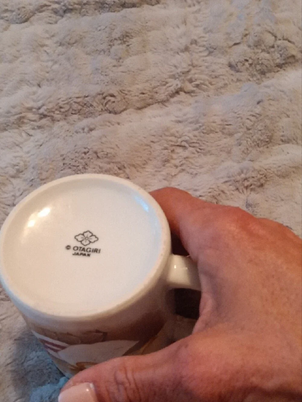 White Ceramic Goose Mug with Festive Ribbons